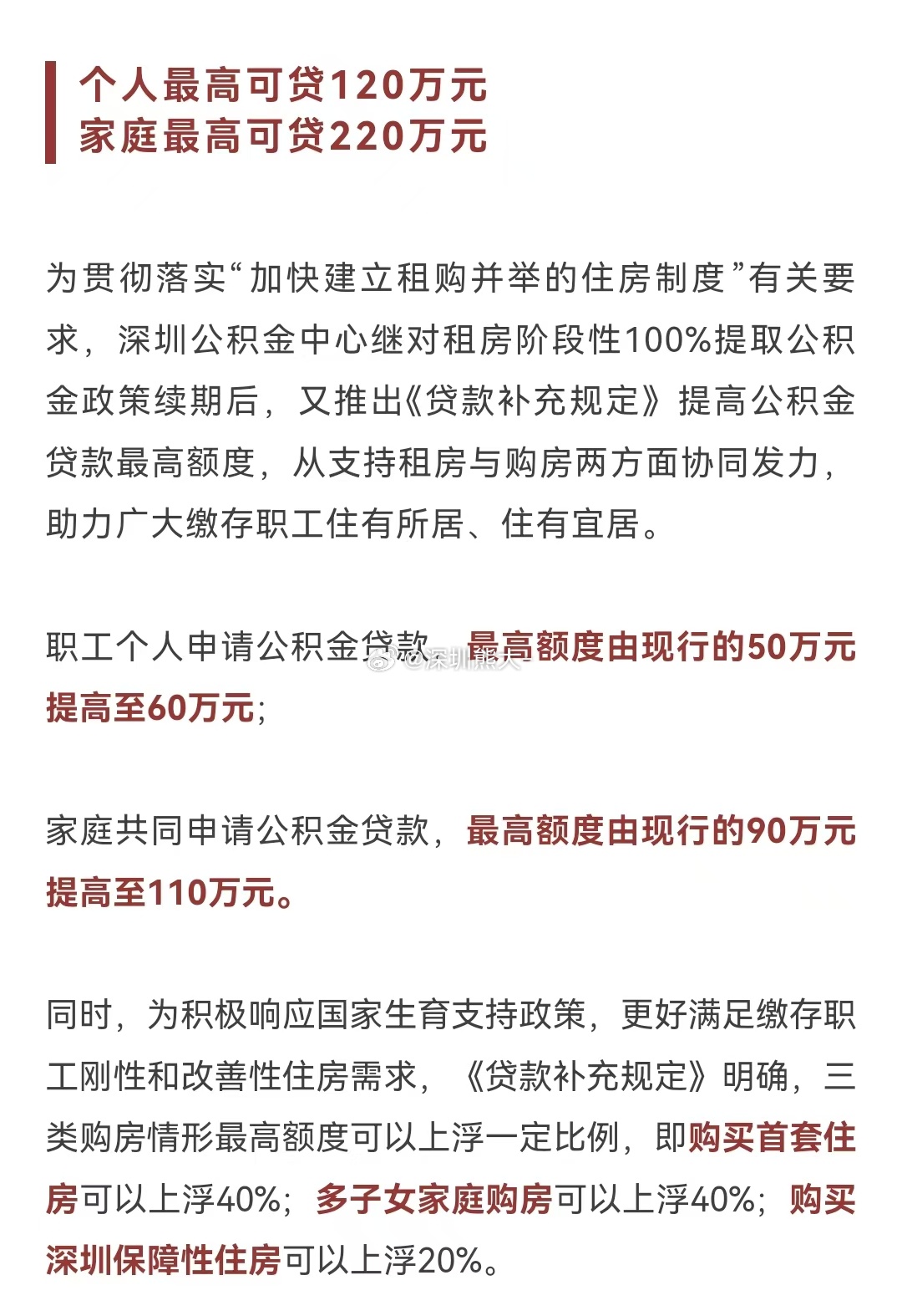 深圳公积金贷款额度大幅提额，你的额度能否翻倍？揭秘最新政策走向！